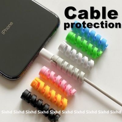 Ready Stock 4pcset Color Spiral Cable protector Data Line Silicone Bobbin winder Android USB Charging Cable