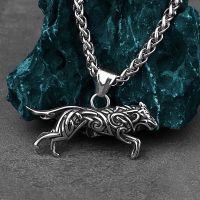 Viking Geri and Freki Knot Wolf Stainless Steel Pendant Mens Fashion Street Hip Hop Mens Pendant Necklace Jewelry Wholesale Fashion Chain Necklaces