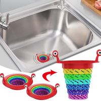 ✑ Kitchen Sink Strain Foldable Plastic Mesh Sink Drain Anti-clogging Food Waste Catcher Rainbow Sink Filter Basket Kitchen Tools