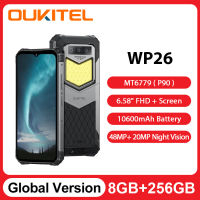 OUKITEL WP26 8GB 256GB สมาร์ทโฟนที่แข็งแรง10000MAh แบตเตอรี่20MP กล้องมือถือโทรศัพท์การมองเห็นได้ในเวลากลางคืน6.58 FHD + ตะเกียงตั้งแคมป์หน้าจอ