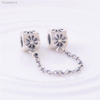 ✑ Beads Fits European Charms Bracelets 100 925 Sterling Silver Charm Sunflower Lock Safety Chain Bead DIY Jewelry Making SF001-N