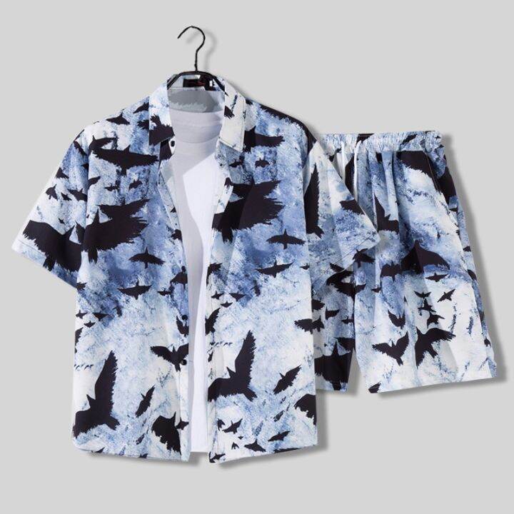 Hawaiian Beach Pants for Couple Travel Vacation Outfit Men Loose Short