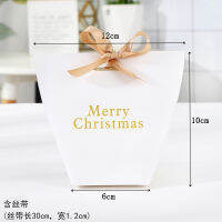 10pcs Christmas Gift Box Merry Christmas Hot Stamping Christmas Carton Candy Biscuit Packaging Box Packaging Bag with Ribbon