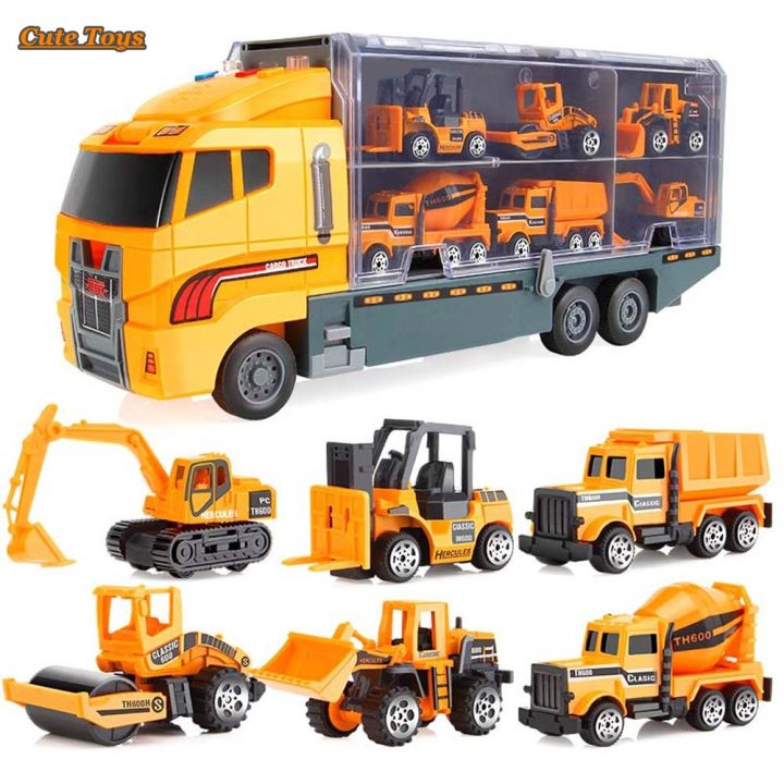 cute-toys-6pcs-7pcs-car-children-tractor-gift-toy-alloy-wheels-slide-front-car-educational-toys-model-gift