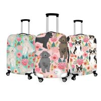 Twoheartsgirl Cute Dog with Flower Pattern Travel Suitcase Cover Washable Luggage Cover Dust Resistant Baggage Protective Sleeve