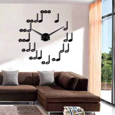 Music Notes DIY Wall Clock Watches Modern Design Musical Theme Wall Art Decor For Living Room Unique Gift For Music Lover