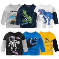 Long Sleeve Kids Boys Clothing T-Shirts Spring Autumn Children Boy Tops Cartoon Dinosaur TShirts Cotton Kids Clothes 3-10 Years