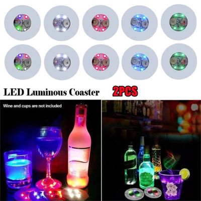 2PCS LED Bar Light Up Coaster Stickers For Drinks Cup Wine Liquor Bottle Coaster Atmosphere Light Kitchen Accessories
