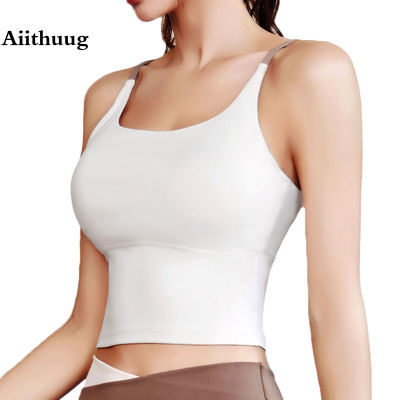 Aiithuug Yoga Crop Top Build In Cups Gym Crop Top Fitness Crisscross Backyoga s Fitness Crop Gym Tops Upgrade Soft Fabric