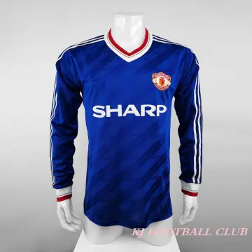 1986 Manchester United White Long Sleeve Retro Jersey