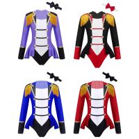 4-16 Years Kids Girls Circus Cosplay Costumes Long Sleeves Bodysuit Leotard Tassel Buttons Adorned Carnival Party Jumpsuit