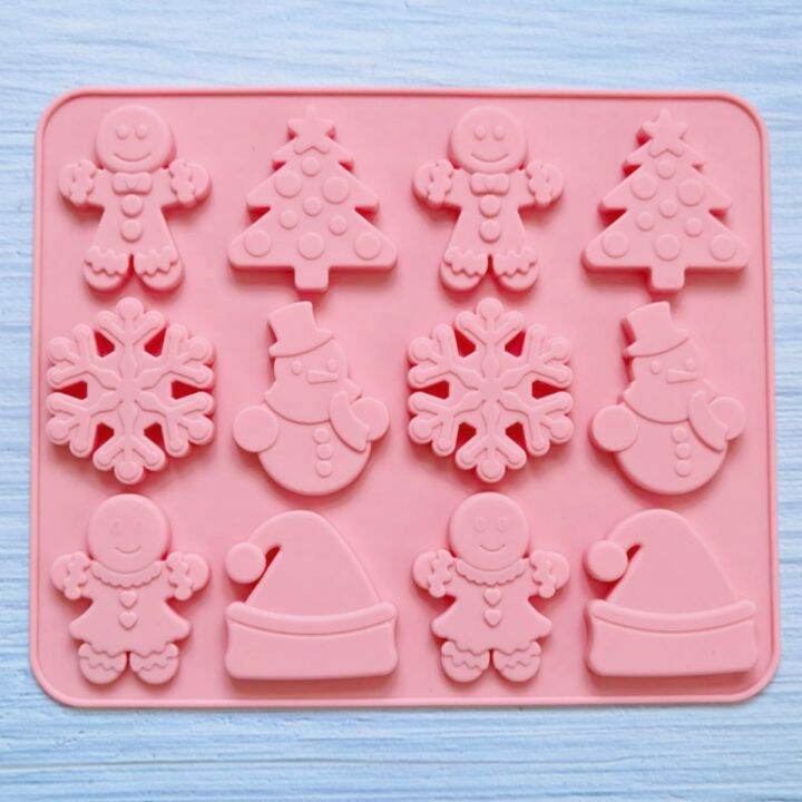 lz-christmas-hat-silicone-chocolate-mold-snowflake-snowman-biscuit-fudge-candy-making-gingerbread-man-decora-o-do-bolo-bandeja-de-gelo-presentes-diy