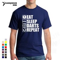 Eat Sleep Darts Repeat T Shirts Funny Punk Gothic Short Sleeves Tee Shirts Casual 16 Colors Cotton T-shirt Funny Streetwear XS-4XL-5XL-6XL