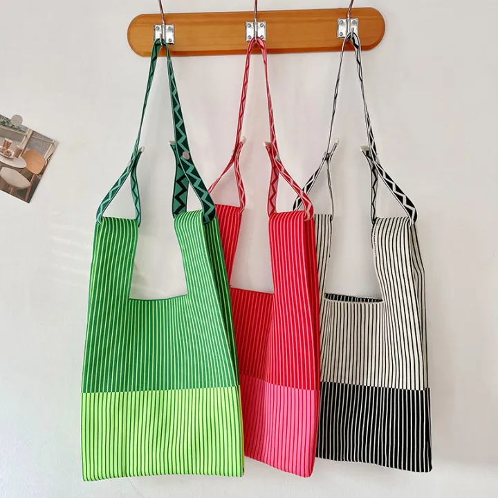 bag-tote-student-plaid-stripe-casual-knot-bags-handmade-mini-wide-knit-handmade-handbag-tote-bag-knot-wrist-bag