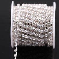 【CW】 6ss--ss38 rhinestones  10yards/roll sparse silver base clear glass diy garment decorative cup chain