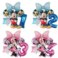 hotx【DT】 1set Minnie Boys Birthday Kids Ballon 1 2 3 4 5 6 7st Baby Shower Supplies Air Globos