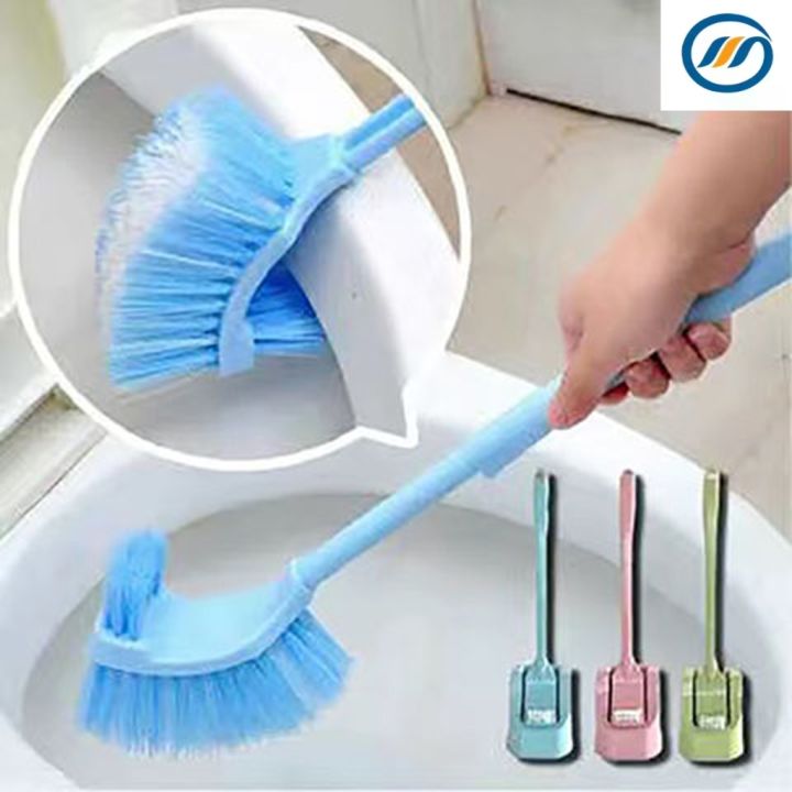 Toilet Brush Toilet Brush Plastic Portable Long Handle Bathroom Toilet Bowl  Scrub Double Sided Cleaning Brush (1pc, Blue) -z