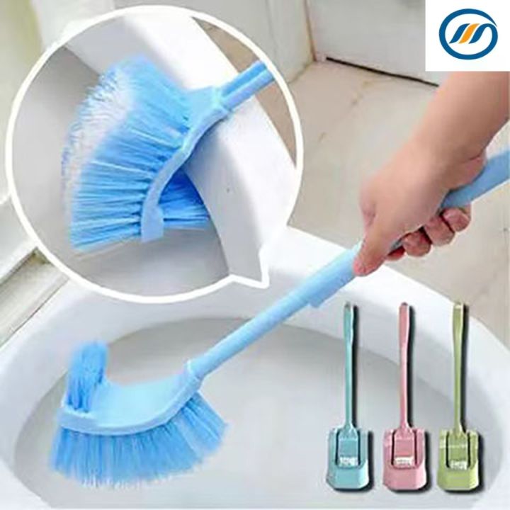 Toilet Brush Toilet Brush Plastic Portable Long Handle Bathroom Toilet Bowl  Scrub Double Sided Cleaning Brush (1pc, Blue)