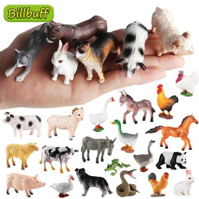 ZZOOI New 12pcs Farm Animal Figurines Poultry Sets Action Figures Horse Cow Dog Duck Sheep Cock Model Education Toys for Children Gift