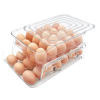 Egg Support Egg Bracket for Refrigerator, Capacity Egg Container for Refrigerator, Egg Storage Box with Lid &amp; Automatic Rolling