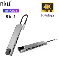 Nku USB C Dock Type-C Thunderbolt 3 To 4K HDMI-Compatible TFSD USB RJ45 Ethernet Lan PD Charging 8-Port Hub Splitter for Macbook