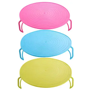 Round Microwave Micro Oven Plate Double Serving Tray Shelp Plastic Folding  Lid Heating Layered Steaming Tray Food Rack - AliExpress