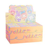 6ชิ้นอะนิเมะ Sanrio กล่องทึบของเล่น Rait ซีรีส์ Flocking Cinnamoroll Kurumi แนวโน้มของเล่นรูปปั้นตกแต่งมินิ Kado Ulang Tahun วันเกิด