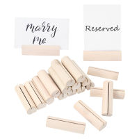 【CW】10pcs Natural Wooden Photo Holder Memo Clips Card Clamps Stand Desktop Message Crafts for Wedding Party Table Number Name Sign