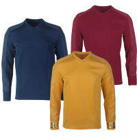 ดาวแปลกโลกใหม่ Trek หอกทองเครื่องแบบ Starfleet สีแดงสีฟ้าเสื้อบนเครื่องแต่งกายคอสเพลย์ฮาโลวีน ST อุปกรณ์เสริม