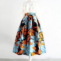 【CW】 Korean Printed Skirts Womens Temperament Female Skirt Waist Faldas Mujer Moda 2023