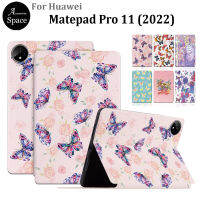 ผีเสื้อ PU หนังสำหรับ Huawei Matepad Pro 11 (2022) 11.0 "แท็บเล็ตกรณีลื่นพลิกฝาครอบ GOT-AL09 GOT-AL19 GOT-W09 GOT-W29