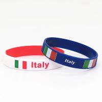 ☾ 5pcs Italy Flag Bracelet Women Men Friendship Wristband Sports Motivational Silicone Wrist Band Italia Rubber Bangle Accessories