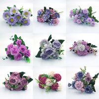 Purple variety of autumn fake tea rose peony silk flower autumn gerbera daisy fake flower plastic DIY wedding home accessories