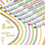 8 Colors Gold Super Squiggles Outline Metallic Markers Double Line Magic