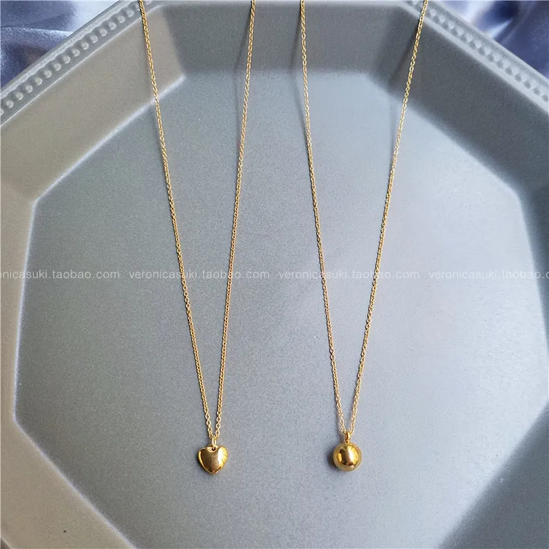 Gold Chain 916k Gold Necklace From Women Love Gold Bead Necklace Women S Short Niche Design Sweater Chain Colorful Gold Pendant Cold Wind Clavicle Chain Lazada Singapore