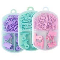 45pcs Multifunctional Combination Push Pins Paper Clips Thumbtack Stationery Metal Clear Binder Clips Set School Office Supply