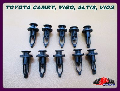 TOYOTA CAMRY VIGO ALTIS VIOS FRONT BUMPER LOCKING CLIP SET (10 PCS.) "BLACK" // กิ๊บล็อคกันชน  กิ๊บกระจัง สีดำ (10 ตัว)