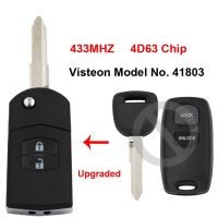 2 Button Upgraded Folding Flip Remote Car Key 433MHz 4D63 Chip for Visteon Model No. 41803 for Mazda 2 3 6 2002 2003 2004 2005