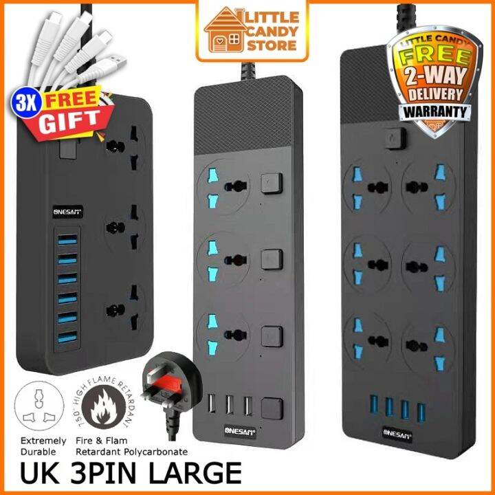 Universal 3/6 Power Socket Extension With USB Ports Power Strip Surge