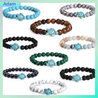 ADAM 2PCS ต้นสนสีขาว สร้อยข้อมือลูกปัดเทอร์ควอยซ์ เครื่องประดับรักษารักษา ของขวัญเครื่องประดับอัญมณี กำไลข้อมือหินธรรมชาติ ประณีตประณีตประณีต ปรับเชือกยางยืด กำไลหินภูเขาไฟ สำหรับผู้หญิง