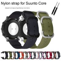 สายไนลอนสำหรับ Suunto Core สายรัดข้อมือผ้าใบสายนาฬิกาข้อมือเปลี่ยนพร้อมเครื่องมือเชื่อมต่อตะขอเงินสีดำ