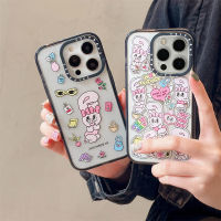 《Kiki》Case.tify High-end hard transparent Cute phone case for iphone 14 14plus 14pro 14promax 13 13pro 13promax Good quality shockproof Phone case 12 12pro 12promax 11 Cartoon rabbit doodle stickers 2023 New design for girl ins popular