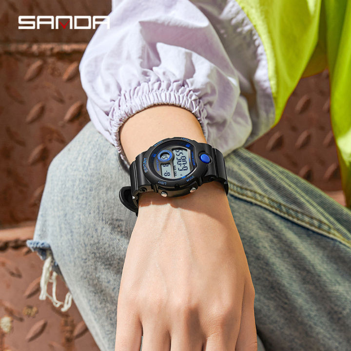 hotsanda-6035แฟชั่นนาฬิกาส่องสว่างนาฬิกาผู้หญิงนาฬิกาอิเล็กทรอนิกส์มัลติฟังก์ชั่-led-นาฬิกาดิจิตอลกันน้ำและกันกระแทก
