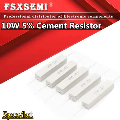 5pcs 10W 5 Ceramic Cement Resistor 0.1R 10K 0.1R 0.5R 10R 50R 0.22 0.33 0.5 1 2 5 8 10 15 20 25 30 100 1K 2K 3K 5.1K 4.7K ohm