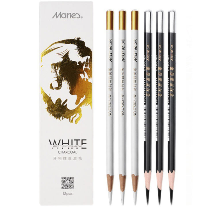 Marie's Sketching Pencil Set - Professional Black & White Charcoal