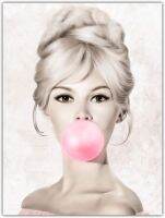 Brigitte Bardot พิมพ์โปสเตอร์ Brigitte Bardot ฟองสีชมพูศิลปะบนผืนผ้าใบสำหรับติดกำแพงสำหรับห้องนั่งเล่น Brigitte Bardot รูปภาพเครื่องตกแต่งฝาผนัง Brigitte Bardot ผนังผ้าใบวาดภาพสำหรับตกแต่งสำนักงาน Unframe