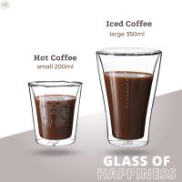 แก้ว แก้วน้ำ แก้วstarbucks coffee tea cup glass(200ml/350ml) แก้วกาแฟ 2 ชั้น แก้วสองชั้น กันร้อน สามารถใส่ร้อน ใส่เย็นได้