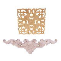 2 Pcs Wood Carved Corner Onlay Applique Frame Decor Furniture Craft Unpainted