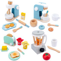 Pretend Kitchen Wooden Baking Toy Simulation Coffee Machine Toaster Food Mixer Early Education For Childrens Christmas Gifts