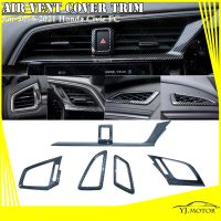 สำหรับ2016-2021 Honda Civic FC Dashboard Air Outlets ฝาครอบ Trim Air COND Air Vent ฝาครอบคาร์บอนไฟเบอร์ Designs